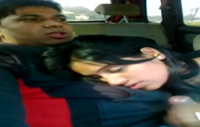 Cute Indian gives blowjob in the car