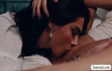 Trans babe stepmother licks and fucks stepteens tight pussy